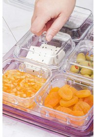 Resim Akrilik Mürdüm 6’lı Kapaklı Kahvaltılık Kahvaltı Seti & Saklama Kabı (Cam Değildir) Mürdüm 