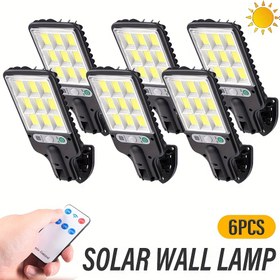 Resim 6 adet LiHangStar Güneş Duvar Lambası - 108 COB LED Hareket Sensörlü Dış Mekan Lambaları, Uzaktan Kumanda, 3 Aydınlatma Modu, Su Geçirmez, Güneş Enerjili ve Ayarlanabilir Bahçe, Patio, Yol, Sokak Aydınlatması, Uzaktan Kumanda Aydınlatması | Şık Duvar Lambası | Derecelendirme 