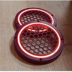 Resim 16cm Kırmızı Neon Işıklı Hoparlör ve Midrange Kapağı 1takım (2adet) 