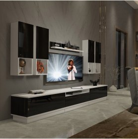 Resim Decoraktiv Trendstyle 8das Mdf Tv Ünitesi Tv Sehpası - Beyaz - Siyah 