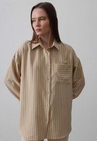 Resim Genel Markalar mrpurple Çizgili Tek Cep Gömlek - Taş 