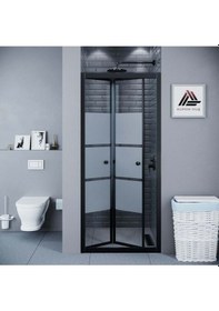 Resim Vesta D500 Katlanır Duşakabin Siyah Profil Kumlu Cam H: 190 Cm Diğer 