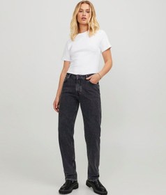 Resim Jjxx Yüksek Bel Bol Paça Straight Kadın Denim Pantolon 12229026 Siyah 