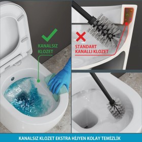 Resim Aqua Bagno Cocon 2.0 Kanalsız Asma Klozet 54 Cm Yavaş Kapanır Kapak Dahil 2 Parça Set Beyaz Beyaz 