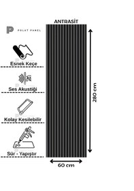 Resim Esnek Keçeli Slim Duvar Paneli 600cm Antrasit 