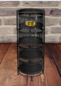 Resim Aless 4 Katlı Yana Açılır Siyah Patates Soğan Sepeti Sebzelik 