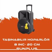 Resim Sunplus Hoparlör 8" 20CM Sd/mmc/usb/mp3/fm Bt'lu LCD Ekran Kumandalı Taşınabilir Hoparlör HT 