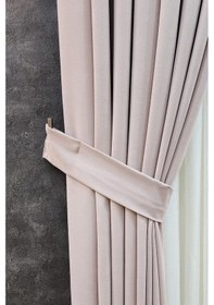 Resim Mosso Fon Perde Düz Renk Pudra Pembe 