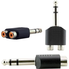 Resim 6.3 mm Stereo Erkek - 2 Rca Dişi Çevirici Jack 