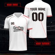 Resim Turkiye Beşiktaş Kişiselleştirilebilir İsim & Numara V-Yaka Futbol Forması - Nefes Alabilen Nem Tutmayan Spor Kıyafeti, Tam Vücut Baskılı, Normal Kesim, Futbol Antrenmanları, Plaj Partileri ve Günlük Kullanım İçin (Siyah/Beyaz, İlkbahar/Yaz/Sonbahar), Elde Yıkanabilir Kumaş 