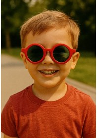Resim Kids Güneş Gözlüğü Kırmızı Yuvarlak Çerçeve Uv 400 Korumalı Ce Belgeli Çocuk Güneş Gözlüğü Kırmızı 