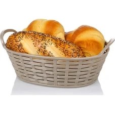 Resim Bora Plastik Hasır Desenli Ekmek Sepeti Oval 24 CM Bez Kaplamalı BO664 