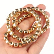 Resim 3/4/6/8mm Doğal Taş Hmeatite 14K Altın Kaplama Küp Hematite Dikişsiz Boşluk Boncuklar Takı Yapımı DIY Güzel Bilezikler Kolye Aksesuarları Erkekler Kadınlar İçin Hediye 