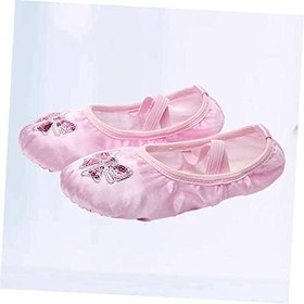 Resim Sosoport Erkek Kız Için Pembe İpek Ballet Ayakkabıları Nakışlı Payetli Esnek Tabanlı Ayakkabısı Yoga Ve Bale İçin Uygun 