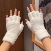 Resim WarmthPlus Tüylü Eldivenler - Yazma, Bisiklet Sürme ve Dış Aktiviteler için Kışlık Rüzgar Geçirmez Günlük Eldivenler - Soğuk Hava Konforu için Yumuşak, Kalın ve Parmaksız Tasarım 