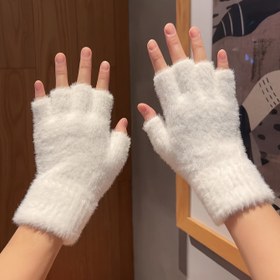 Resim WarmthPlus Tüylü Eldivenler - Yazma, Bisiklet Sürme ve Dış Aktiviteler için Kışlık Rüzgar Geçirmez Günlük Eldivenler - Soğuk Hava Konforu için Yumuşak, Kalın ve Parmaksız Tasarım 