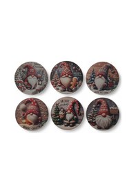 Resim Yılbaşı Cücesi Bardak Altlığı 6 Adet Karışık Renkli Çok Renkli 