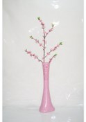 Resim 60 Cm Desenli Pembe Vazo Pembe Bahar Dalı 