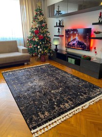 Resim SİYAH DEKORATİF HALI - 100*300 