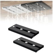 Resim Ic 2'li Plastik Şarap Kadehi Tutucu, Siyah Dolaplı Asılı Şarap Kadehi Tutucu 