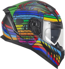 Resim CGM 311X BLAST SKULL KAPALI MOTOSİKLET KASKI Gökkuşağı XXL 