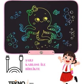 Resim Teknozeel Pembe Grafik Çizim ve Yazı Çocuk Tableti - 10 Inç Şarj Edilebilir 