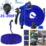 Resim 7.62-60.96 metre genişleyebilen bahçe hortumu, 7 püskürtme modu ile dayanıklı, hafif ve karışmayan tasarım - Araba yıkama, çiçek sulama ve dış mekan temizliği için mükemmel - Yüksek basınçlı püskürtme tabancası ve bağlantı parçası içerir, araba yıkama hortumu | Sarılmaz Hortum | Dayanıklı Polyester Hortum 