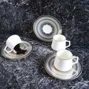 Resim Evaliza Crown Platin 6 Kişilik Kahve Fincan Takımı 80 ml 