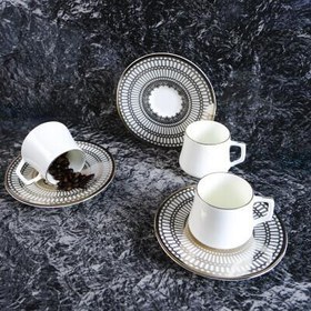 Resim Evaliza Crown Platin 6 Kişilik Kahve Fincan Takımı 80 ml 