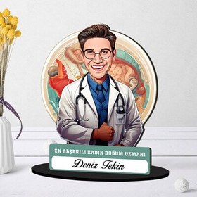 Resim Kişiye Özel Erkek Doğum Uzmanına Hediye Karikatürlü Biblo 