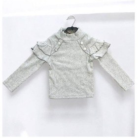 Resim Kız Çocuk Kışlık Kolları Fırfırlı Örme Kazak-14423 Gri 