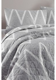 Resim Kapitone Yatak Örtüsü Seti Tek Kişilik Olivia Gri Gri 