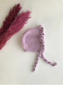 Resim Mazram Store Lora Prenses Bebek Şapkası Lila Rengi - Fırfırlı Bebek Bonet Bere 