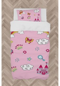 Resim Mekta Home Bebek Ve Çocuk Odası Gökkuşağı Ve Bulut Desenli Pembe Nevresim Takımı 