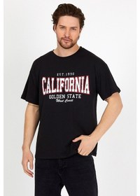 Resim Unisex Siyah Baskılı Bisiklet Yaka Oversize T-Shirt-Siyah 