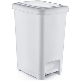 Resim Plastik Beyaz Slim Pedallı Çöp Kovası 25 Litre 