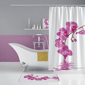 Resim Orchid Banyo Paspas Ve Tek Kanat Duş Perdesi 1x180x200 Set 