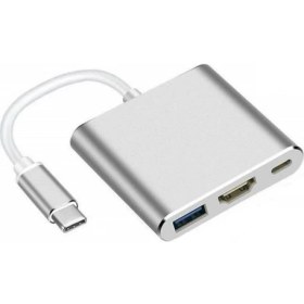 Resim CoverZone AP-10 4K Type-C HDMI Görüntü Aktarım Kablosu USB Hub 3.0 