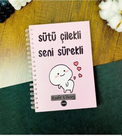 Resim Kişiye Özel Sütü Çilekli Seni Sürekli Tasarımlı Konuşan Ajanda 