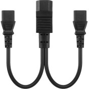 Resim Prettyia Siyah IEC320-C14 - 2C13 Güç Adaptörü Kordon Erkek Kadın Pdu / Ups Sunucusu 