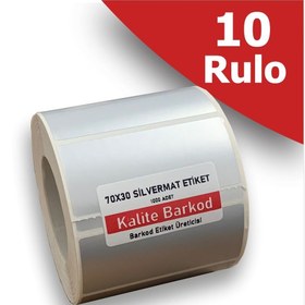 Resim Kalite Barkod 70X30 Silvermat Etiket | 10 Rulo Demirbaş Barkod Etiketi 