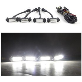 Resim Folinda Araba Grili Led Gündüz Işığı 12v Beyaz Işık Şeffaf Kasa Abs Dayanıklı 4'lü Set 