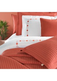 Resim PASIONI - Saten-Elegante-Mercan Çift Kişilik Yatak Örtüsü Takımı Mercan 