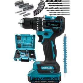 Resim Jetvolt 21V 2.0AH Kömürsüz Motor Çelik Mandren Darbeli Şarjlı Matkap Akülü Vidalama - Mavi 