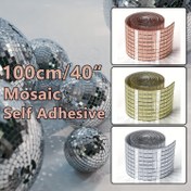 Resim 100Cm/40In Kendinden Yapışkanlı Mozaik Fayanslar: 5X5Mm Gümüş, Şampanya ve Gül Altın Dekoratif Duvar Çıkartmaları DIY Disko Topları ve Mozaik Sanat Projeleri için 