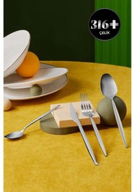 Resim Karaca 316 Elegance Thor Platin 12 Kişilik 84 Parça Çatal Kaşık Bıçak Takımı 