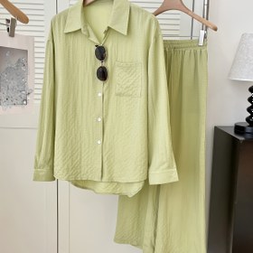 Resim Kadınlar İçin Günlük Kullanım 2 Parça Takım: Düz Renk Uzun Kollu Üst ve Elastik Bel Pantolon, Rahat Giyim veya İşe Gidiş İçin İdeal 