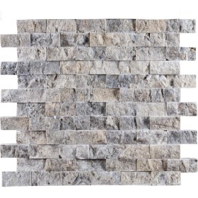 Resim Markataş 2,5X5Cm Silver Traverten Doğal Taş Patlatma Mozaik 