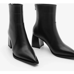 Resim Marjin Kadın Sivri Burun Arkadan Fermuarlı Topuklu Bot Erves Siyah 