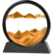 Resim 3D Dinamik Kum Masaüstü Çeşmesi - Akıcı Kum Hareketi ile Modern Minimalist Sand Art Dekor, Siyah Taban & Bej/Koyu Renkli Ku 